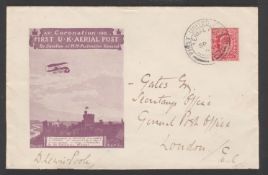 G.B. - First U.K Aerial Post 1911 (Sep.9) Violet 'Privilege Mail' envelope franked KEVII 1d, flow...