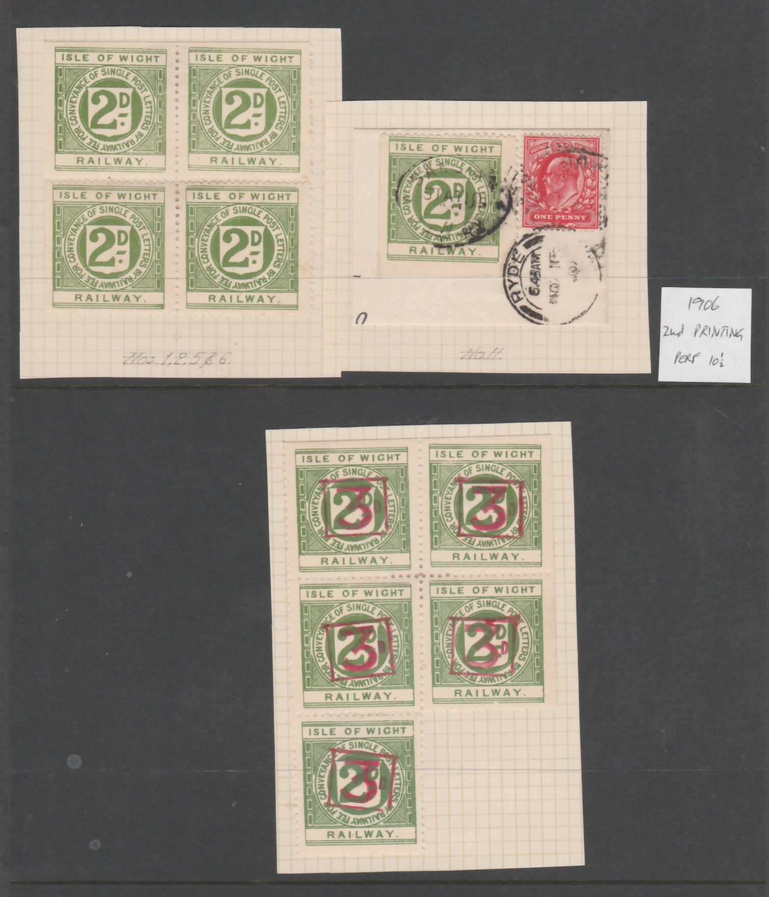 G.B. - Railways / Isle of Wight 1891-1920 Isle of Wight Railway 2d letter stamps, mint and used coll - Image 2 of 6