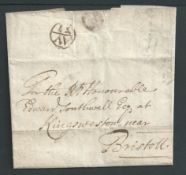 G.B. - Bishop Marks 1721 Entire letter from London to Kingsweston handstamped with "AU/31" Foreign B