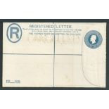 British Colonial c.1890 Registration envelope size G in blue with De La Rue dummy stamp showing the