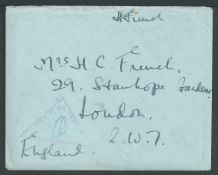 British Somaliland 1940 (Apr. 22) Stampless cover with enclosed letter from Captain Humphrey French