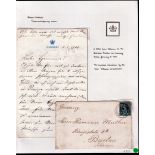 Queen Victoria Two pence halfpenny value Thirteen A Envelope: Germany Mr Hermann Muther Konigsplatz