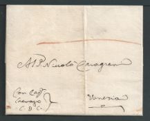 Egypt 1739 Entire letter written in Italian from Cairo to Niccolo Caragiani in Venice, the address p