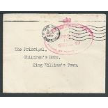South Africa 1947 Stampless cover with cape Town datestamp and red oval bilingual cachet "ROYAL VISI