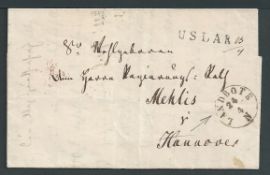 German States - Hanover 1843 Entire Letter to Mahlis with straight-line "USLAR", with manuscript "23