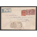 G.B. - Railways 1921 Registered cover from Frodsham to Dundee marked fragile and with additional dia