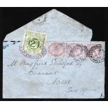 G.B. - Railways 1900 Cover (slight faults) from London to South Africa bearing a 2d London & South