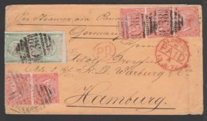 Peru / G.B Used Abroad 1872 Cover from Lima to Germany, internal postage to Callao paid by Peru 1868