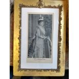 Royalty GB Queen Alexandra 1902-1910, signed Downey Photograph Antique Gold Frame Silver