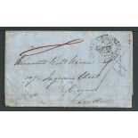 Cape of Good Hope 1851 Entire letter to Scotland prepaid 8d, charged 1/- upon arrival, with oval "GE