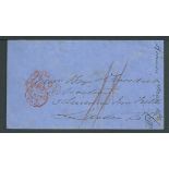 St. Kitts 1867 Stampless cover to London prepaid 1/- in crash with red "ST KITTS/PAID" c.d.s. and a