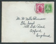 Pitcairn Island 1927 Cover to England bearing New Zealand KGV 1/2d and 1d cancelled "LONDON F.S / PA
