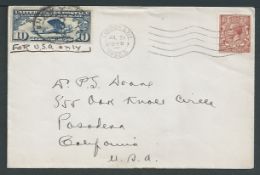 G.B. - Airmails / USA 1928 Cover from London to California franked by G.B. 1.1/2d cancelled in Londo