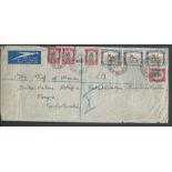 South Africa 1946 Official cover (faults) from Pretoria to Prague franked by 3 x 1/-, 4 x 1d OFFICIA