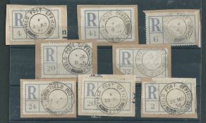 Palestine 1936 Registered labels from eight British F.P.O's 15, 17, 20, 22, 23, 24, 25 & 26, opened