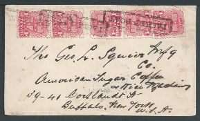 New South Wales / New Zealand 1906 Cover from Sydney to USA bearing 1d pair and strip of three cance