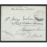 Southern Rhodesia 1917 Stampless On Active Service cover to Scotland with Salisbury c..d.s.