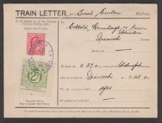 G.B. - Railways c.1906 Printed 'Train Letter' envelope printed for Richard Bentley & Son of New Burl