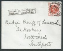 G.B. - Surface Printed 1902 (25 Jan) small cover posted locally within Southport to the High Sheriff