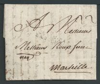 France - Maritime / Haiti 1785 Entire letter from Les Cayes to Marseilles charged 22 sols with a ...