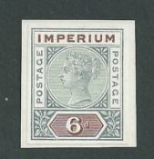 British Colonial Queen Victoria De La Rue Imperium ESSAY "POSTAGE POSTAGE" imperforate 6d Die II in