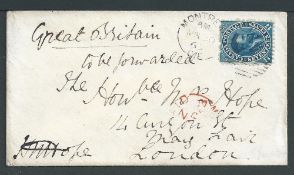 Canada 1863 Cover to London bearing 1859 17c Cartier well tied by Montreal duplex cancellation. Ver