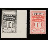 GB - Railways c.1898 North Staffordshire Railway 1d newspaper parcel stamp imperf proof in black wit