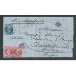 Egypt - French Post Office In Alexandria 1864 Entire Letter (small closed tear at top) to Switzerlan