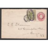 G.B. - Railways 1904 KEVII 1d postal stationery envelope to Penge bearing 2d L.N.W.R. letter stamp c