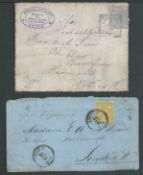 Syria 1883 Two covers franked France 25c cancelled by "LATAQUIE / SYRIE" French P.O. c..d.s. and a f