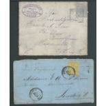 Syria 1883 Two covers franked France 25c cancelled by "LATAQUIE / SYRIE" French P.O. c..d.s. and a f