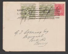 G.B. - Railways 1907 Cover to Barry bearing a KEVII 1d and two Taff Vale Railway 2d letter stamps al