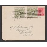 G.B. - Railways 1907 Cover to Barry bearing a KEVII 1d and two Taff Vale Railway 2d letter stamps al