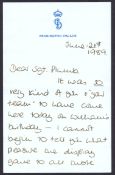 Royalty - A Personal Signed Letter- by Diana Princess of Wales, H.R.H Prince W...