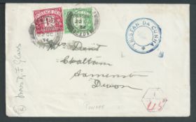 Tristan Da Cunha 1934 Stampless cover (small tear) to England endorsed from Mrs R. F. Glass, carried