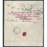 Tristan Da Cunha 1925 Stampless Cover from Tristan to England with type II cachet in black over-stru