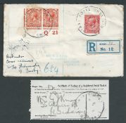 G.B. - Exhibitions 1921 (July 2) Registered cover to George King with three stamps tied by two strik