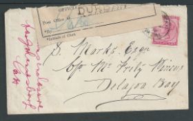 Boer War 1899 Cover from Natal to Delagoa Bay censored in Durban with an "Officially Sealed" labe...