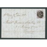 Grenada 1858 Entire letter to London franked by G. B. Queen Victoria 6d lilac cancelled "A15" (tied