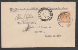 Kenya / G.B - Air Mails 1926 (Jan. 14) Cover to Nairobi inscribed "Per Mr Alan Cobham on his Lond...