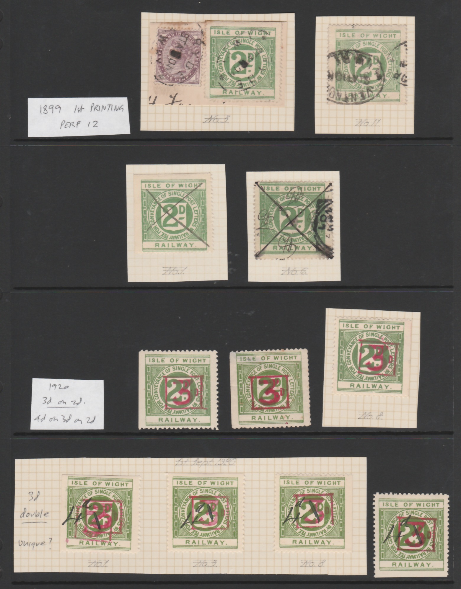 G.B. - Railways / Isle of Wight 1891-1920 Isle of Wight Railway 2d letter stamps, mint and used coll - Image 3 of 6