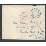 Tristan Da Cunha 1934 Cover to England with a fine strike of cachet type V, carried by the sailing