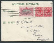 South Africa 1919 "Our Day" Souvenir envelope bearing the special 3d label, posted from Cape Town to