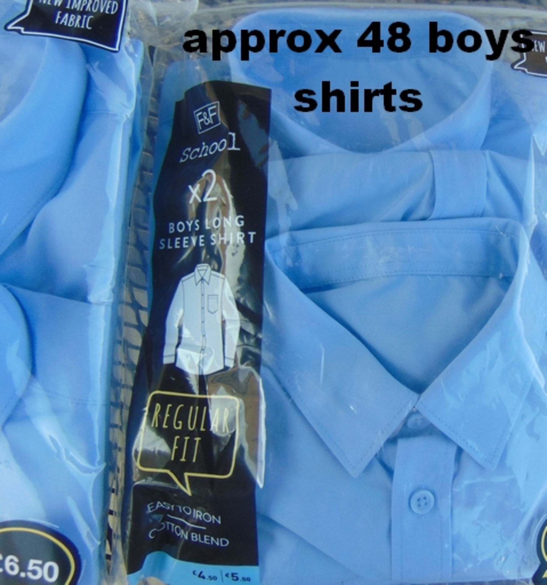 48 mixed girls and boys twin packs of shirts sizes from 5 to 13.
