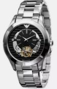 emporio armani men's ar4642 meccanico black dial stainless steel bracelet watch