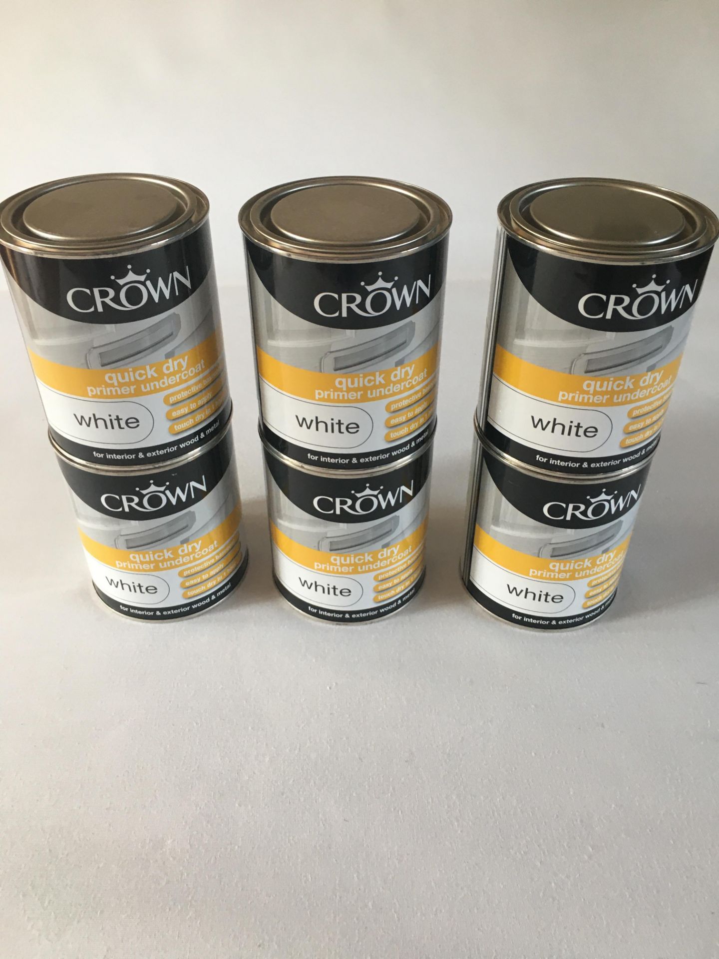 6 x crown quick dry primer undercoat white 750ml rrp £12 - Image 2 of 3