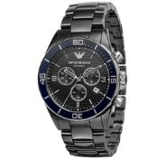 emporio armani ar1429 men's black ceramica quartz chronograph watch