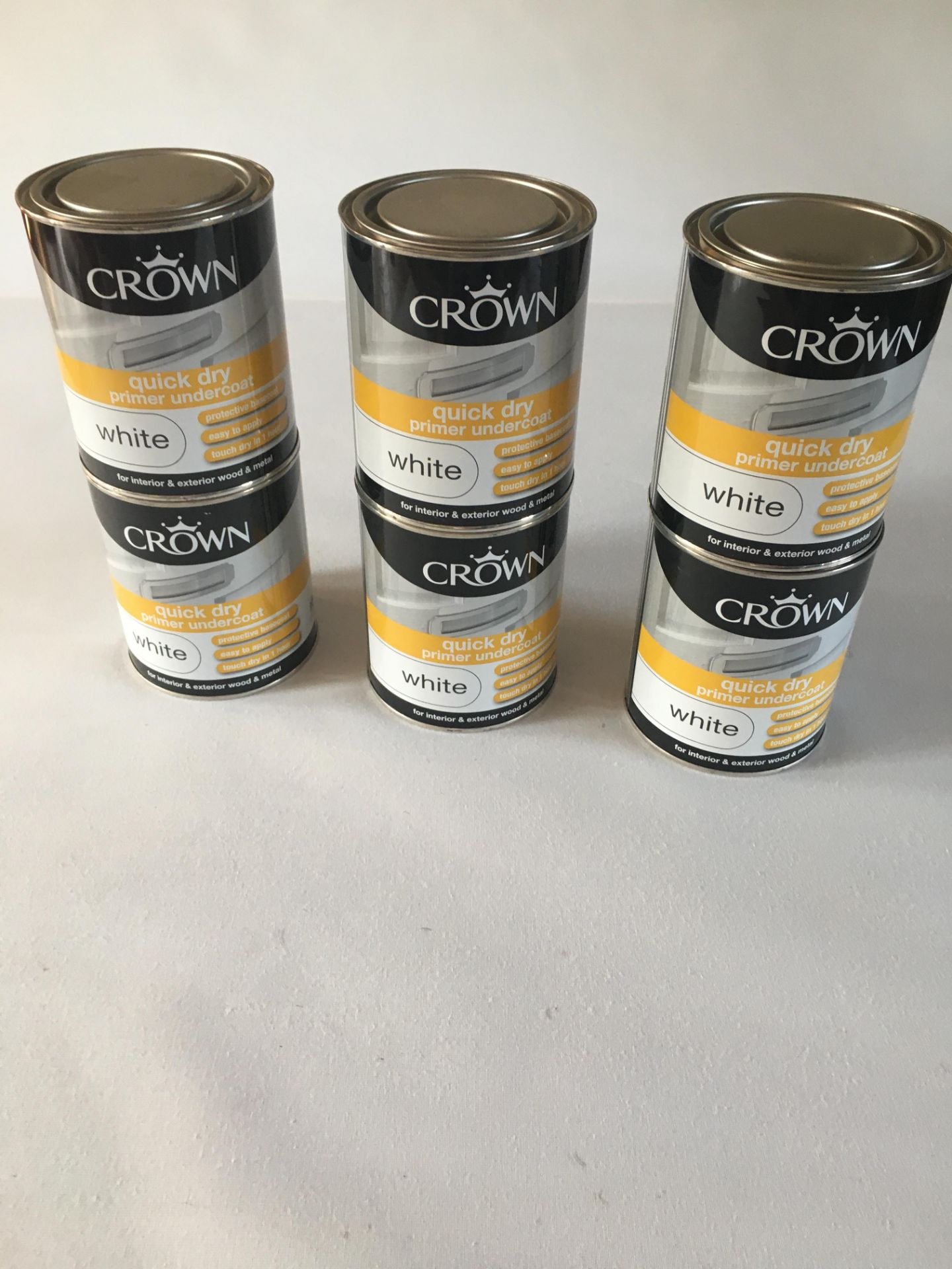6 x crown quick dry primer undercoat white 750ml rrp £12 - Image 3 of 3