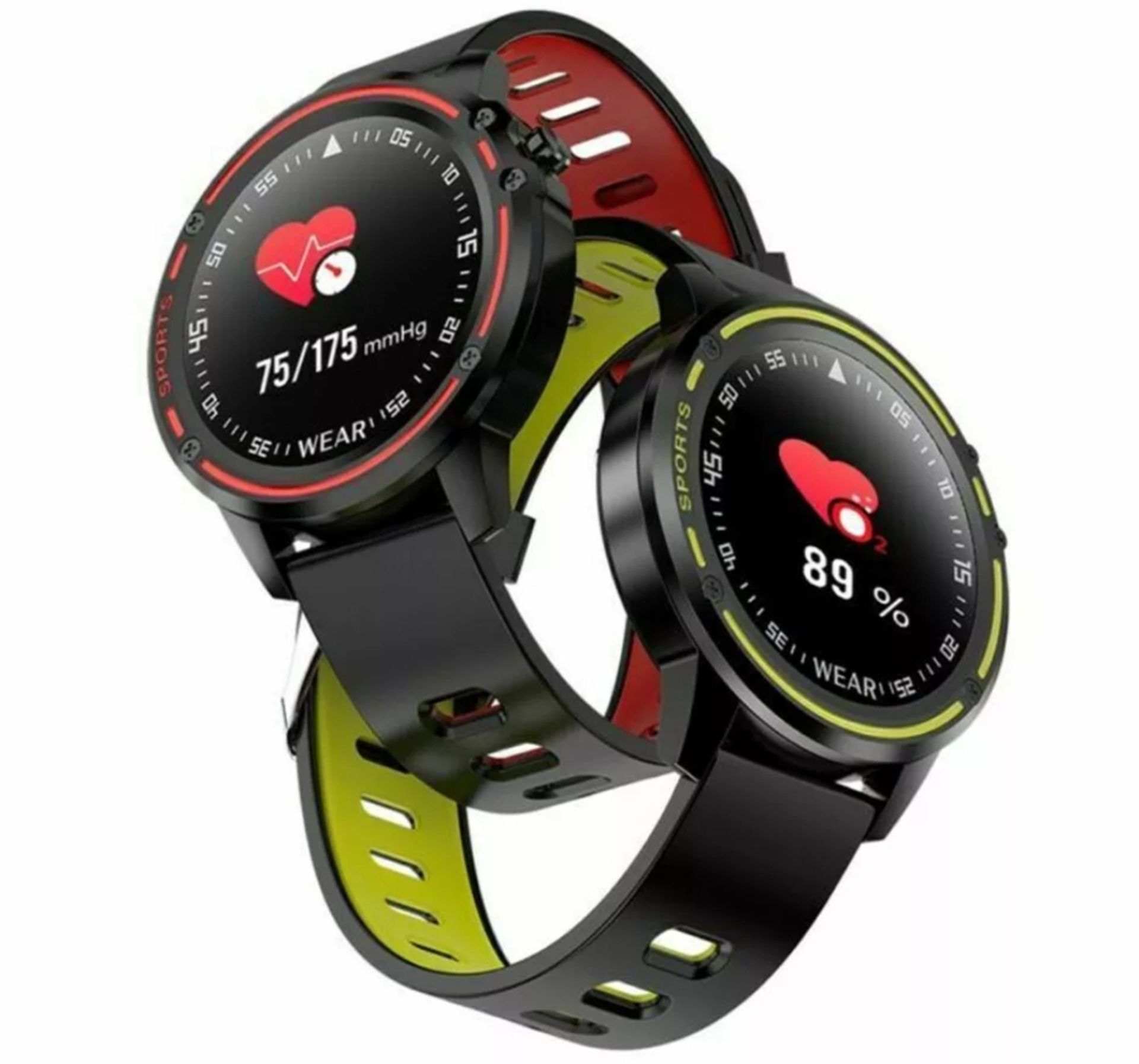 l8 blood pressure, oxygen, heart rate monitor, bt4.0 ip68 smart watch - grey/black strap - Image 22 of 23