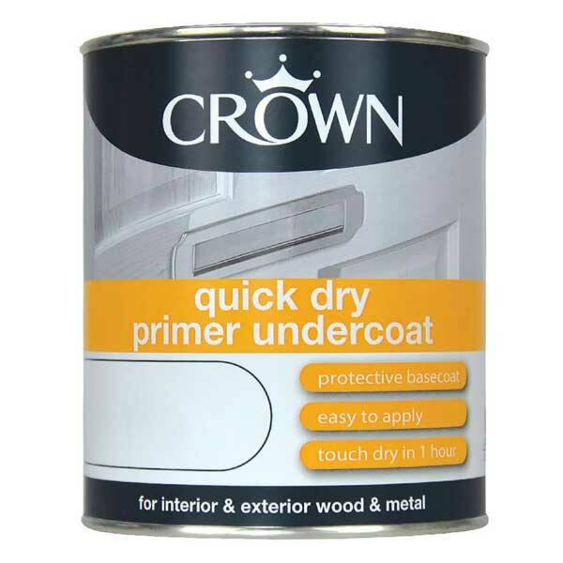 6 x crown quick dry primer undercoat white 750ml rrp £12 - Image 2 of 2